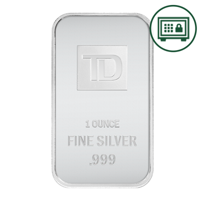A picture of a 1 oz. TD Silver Bar - Secure Storage